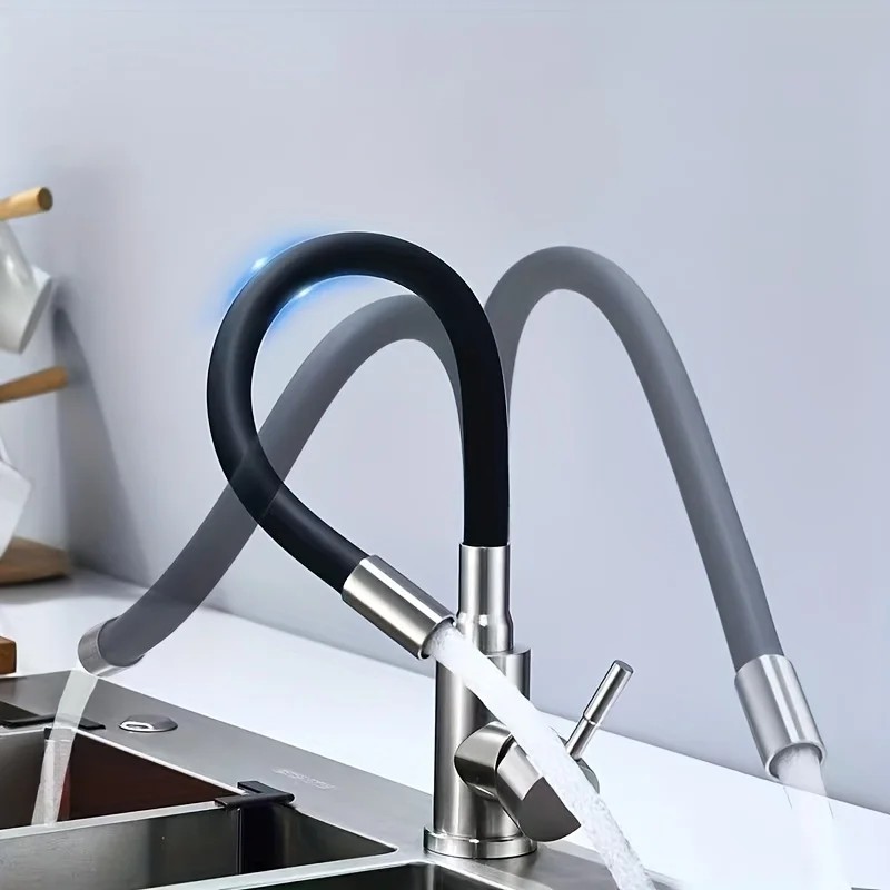 Flexible Faucet Hose Extender With Swivel Connector - Splash Proof Rotatable And Extendable Hose