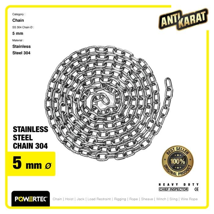 Rantai Ss 304 5Mm Stainless Steel Chain Powertec - Meteran Terbatas