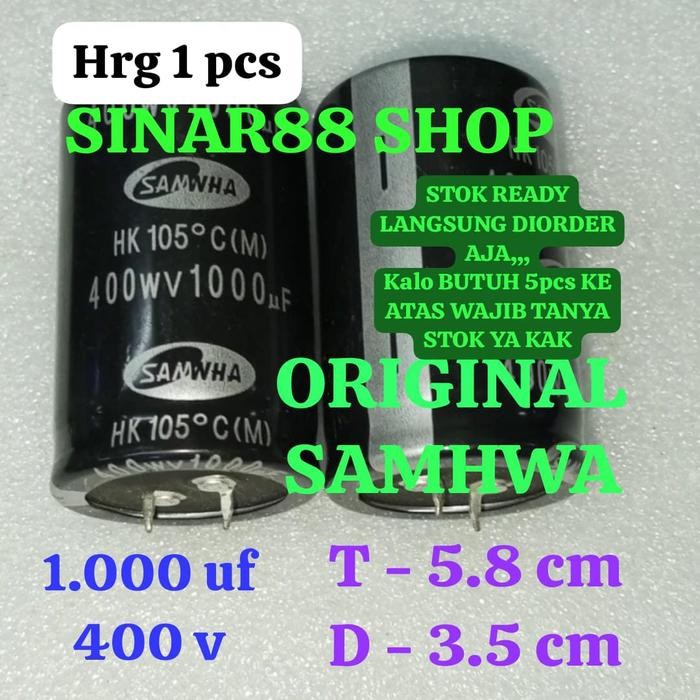 ELCO 1000uf 400v 1000 uf 400volt 1.000uf ELKO EKO ECO KAPASITOR CAPASI