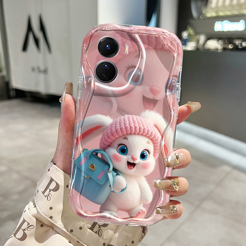 Casing Hp Untuk VIVO Y16 VIVO Y35 Y35 5G Y56 5G Case Casing HP Cesing pola Kelinci imut Kesing krim 
