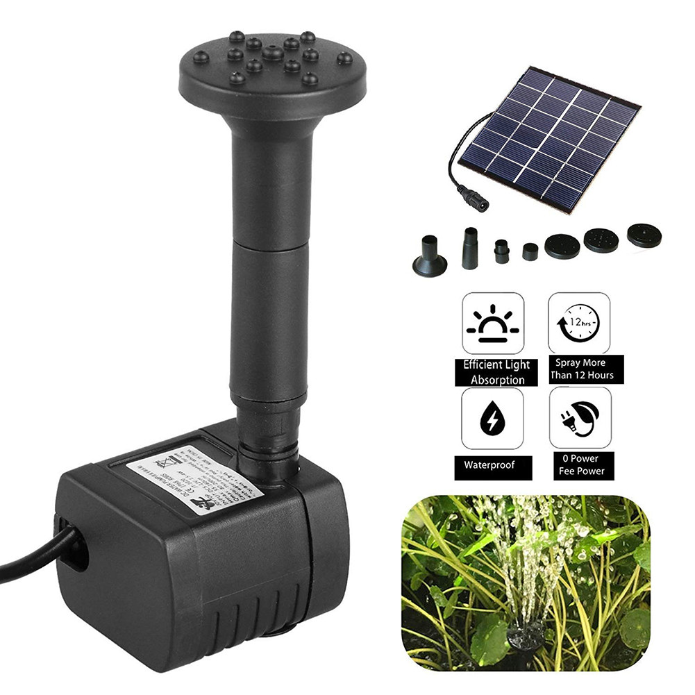 

5W Solar Water Pump Fountain Pump with 6 Nozzles Aquarium Wave Maker Decor Prop for Bird Bath Pool
