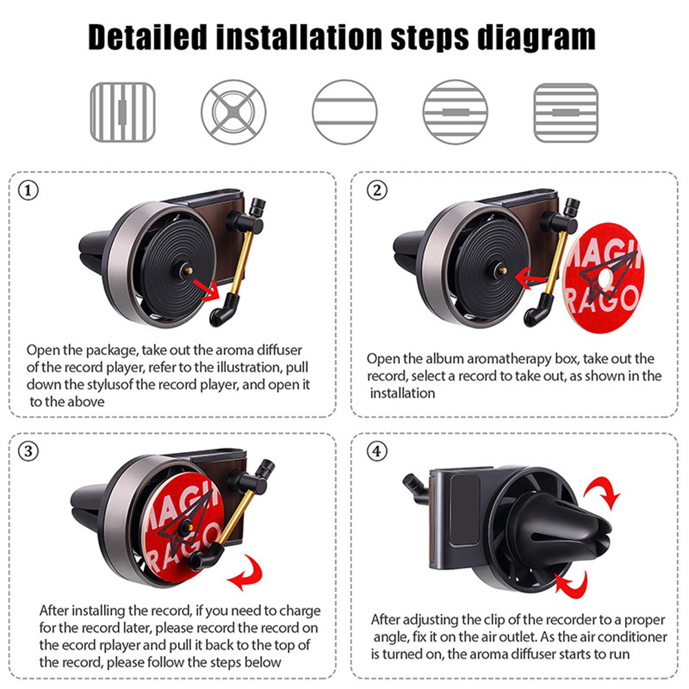 

Car Air Freshener Kit Record Player Turntable Car Perfume Clip Vinyl Phonograph Air Vent Outlet