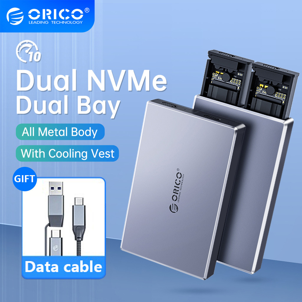 ORICO 10Gbps ssd nvme m2 Case Support Dual Bay M.2 NVMe SSD Disk Tool