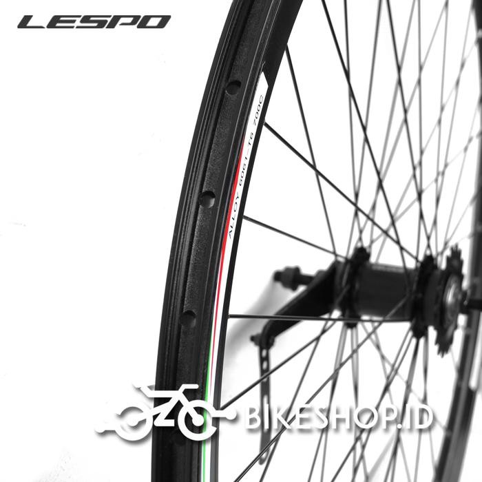 Wheelset Velg Sepeda Uk 700c 4cm Alloy Hitam Torpedo Rims Roda Siap Jadi Fixie Balap Road Bike LESPO