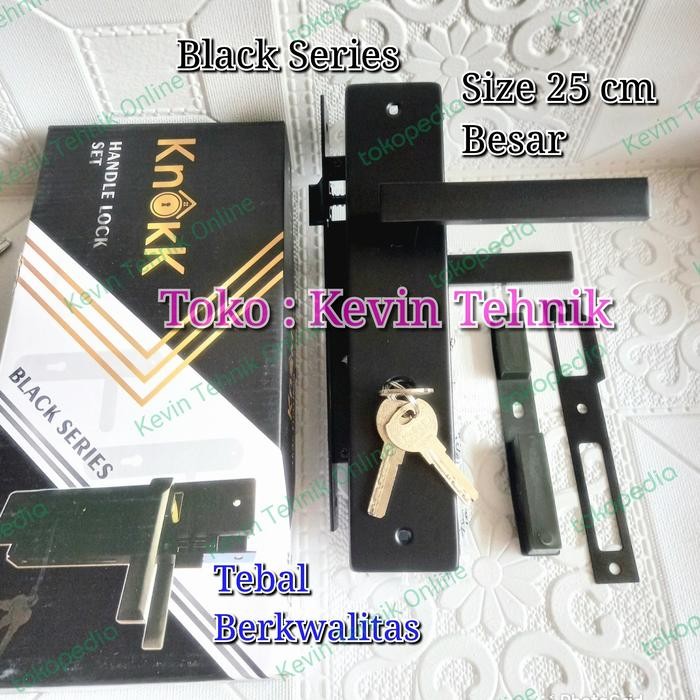 Kunci Pintu Besar Set Hitam, Gagang Kunci Rumah Besar Hitam komplit