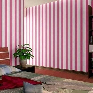 Wallpaper Dinding Paket 5 Roll [Ukuran 45 Cm X 4,5 Meter] Motif Salur Pink Gh 096 Pintu Pvc