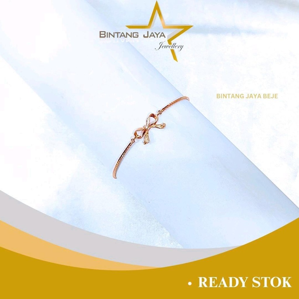 Gelang Emas Asli Italy Santa Timbang Air Timbang Air M Putih Kait Per 18,5cm Serut Rosegold - Kadar 