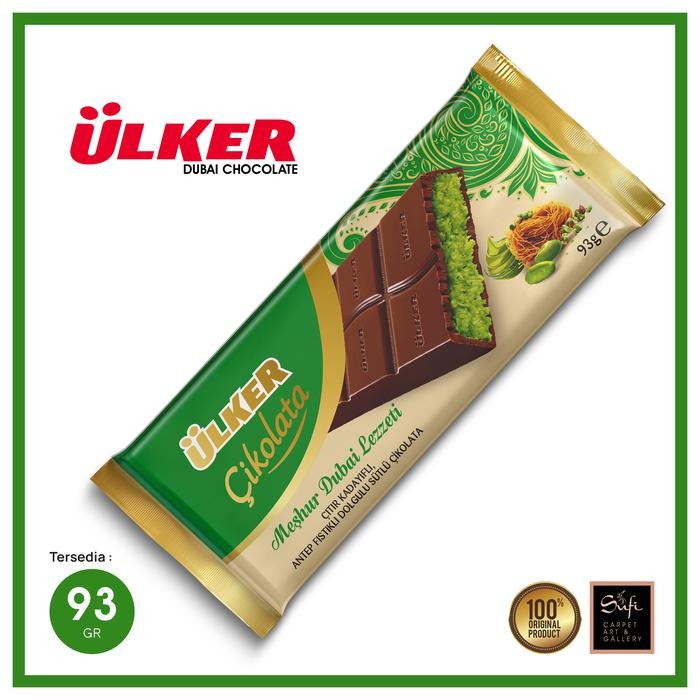 

Coklat Dubai Ulker Pistachio Dubai Chocolate Kunafa Original Premium Turki 93 Gr