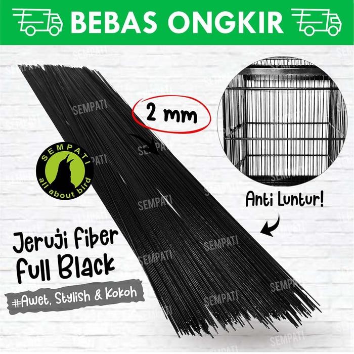 RUJI FIBER JERUJI FIBER HITAM 2 MM 2MM SANGKAR KANDANG BURUNG RJHTM2