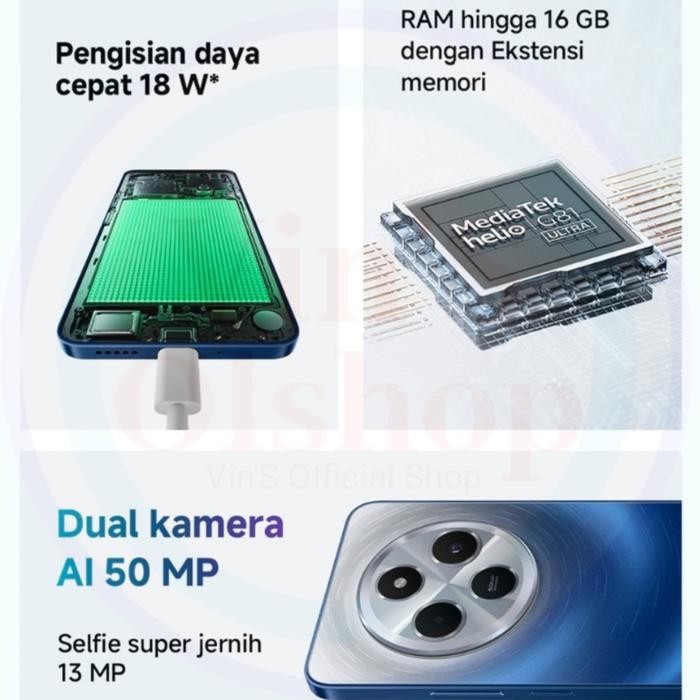 Xiaomi Redmi 14c NFC 8/256 & 6/128 Resmi / Redmi 14c NFC 8+8 / 6+6 Ram & 128GB/256GB Rom / Helio G81