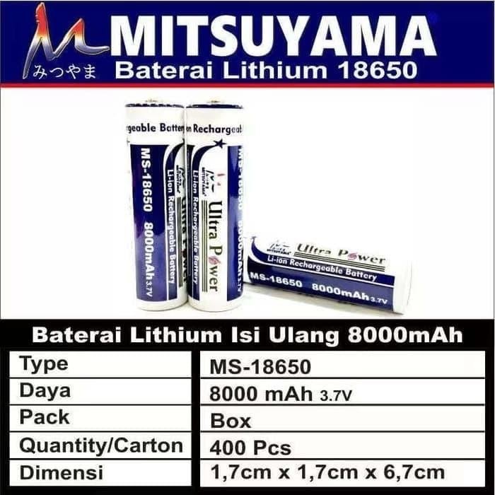 (Allthebest) Bateri charge mitsuyama 18650 - mitsuyama baterai 8000 mAh - baterai