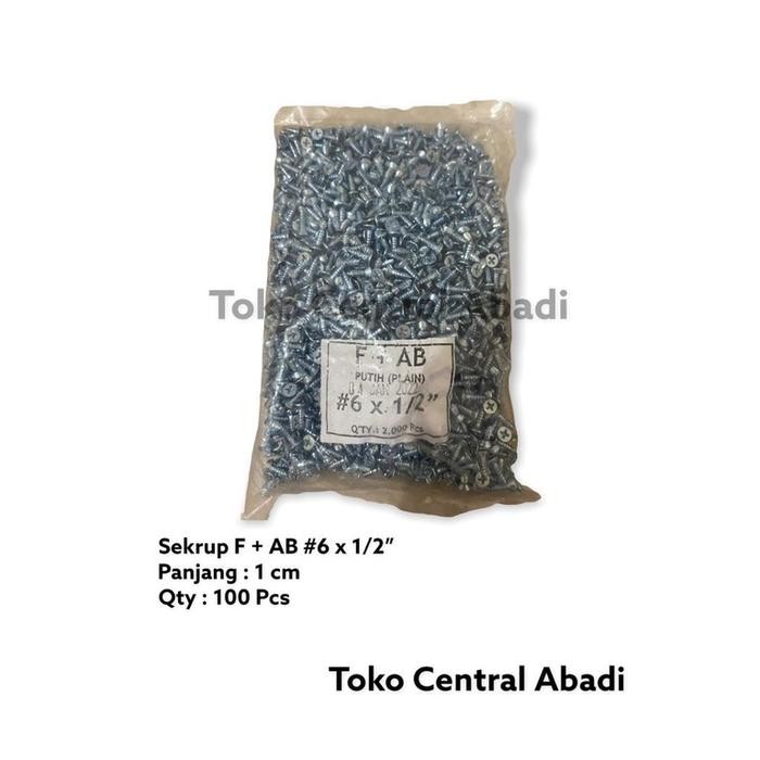 (Allthebest) Sekrup F + AB # 6 X 1/2" isi 100 pcs / Sekrup GRC / Sekrup