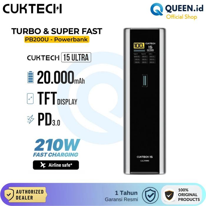 Best Seller Cuktech 15 Ultra Power Bank 20000Mah 210W Usb Type C Pd Qc Digital Display Turbo Super