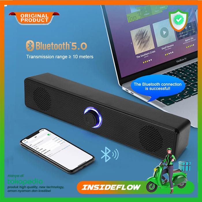 Soundbar PC Komputer Laptop Speaker Home Theater Bass AUX Bluetooth
