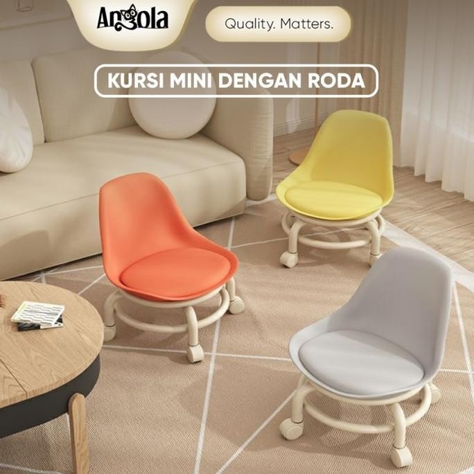 Angola Kursi Plastik Sandaran L42 Kursi Kecil / Kursi Pendek Bangku Ada Roda *