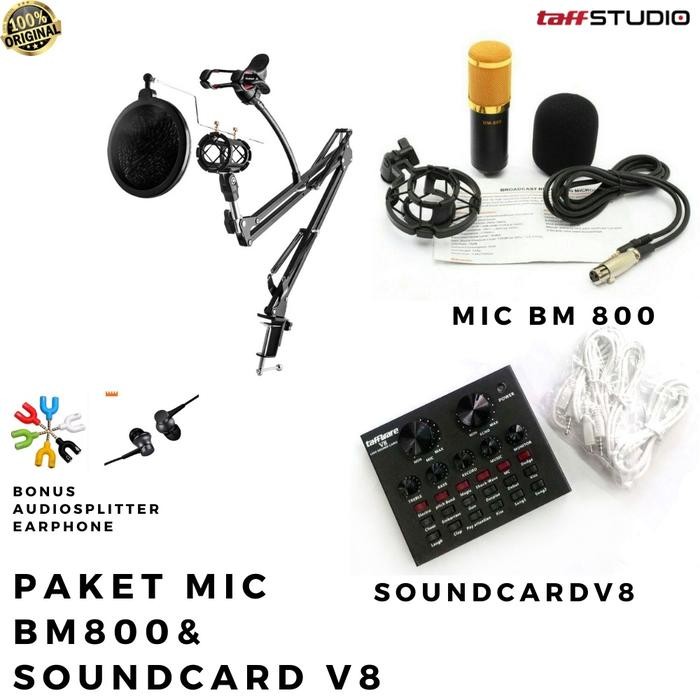 (Expert) Paket Lengkap Mic BM 800 Soundcard V8/V8 PLUS/ AudioPro