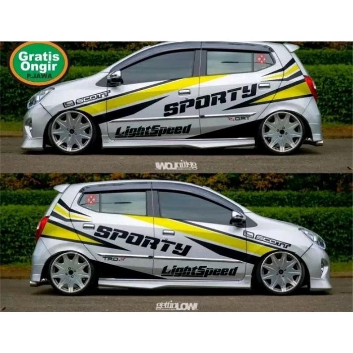 STIKER MOBIL STRIPING MOBIL AYLA STIKER MOBIL AGYA BISA SEMUA AKSESORIS BODY SAMPING SIMPLE KEREN