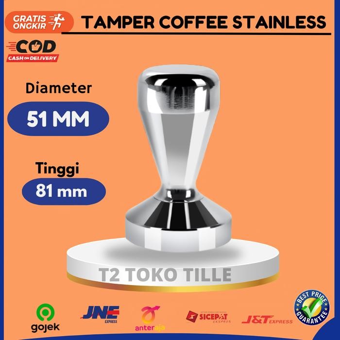 

Tamper Coffee Espresso Press Kopi Bubuk Flat Stainless Steel 51mm