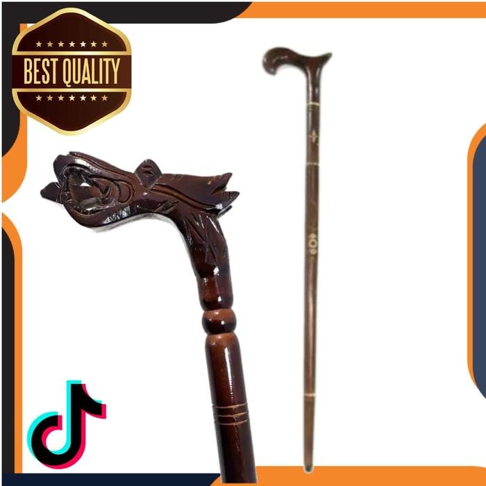 TEKEN TONGKAT JALAN ORANG TUA KAYU JATI UKIRAN KLASIK