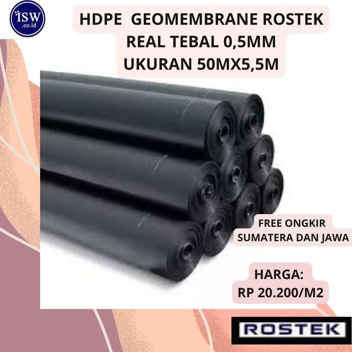 FREE ONGKIR TERPAL HDPE GEOMEMBRANE ROSTEK 50M X 5,5M, 0,5MM