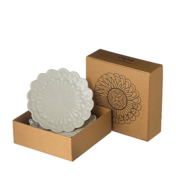 Bread & Butter Plate Set / Set Piring Kue Jenggala Motif Gemitir Putih Terlaris