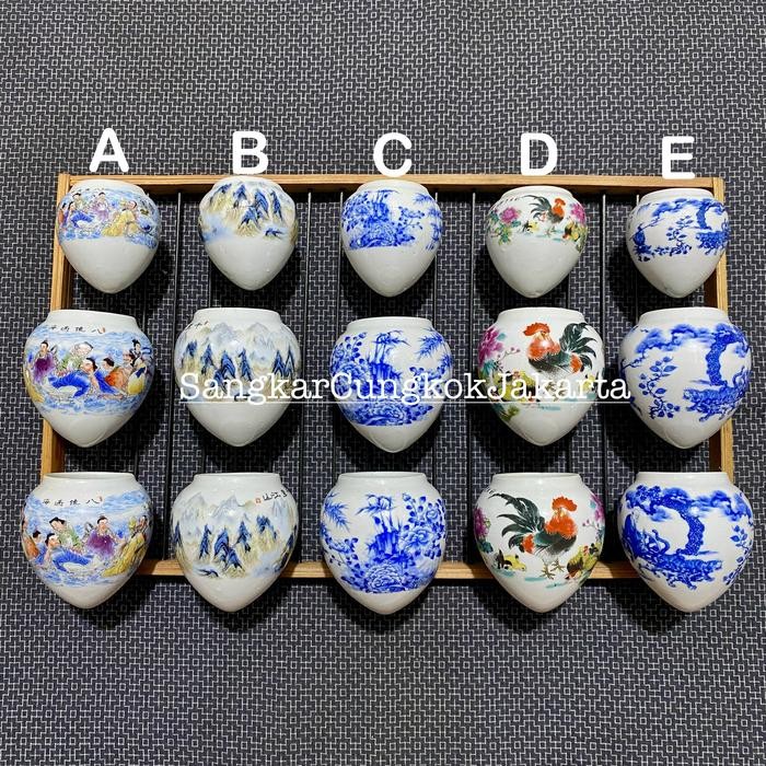 Cepuk Keramik Burung Besar Hwamei Wambi Murai Anis Ori Cungkok Isi 3