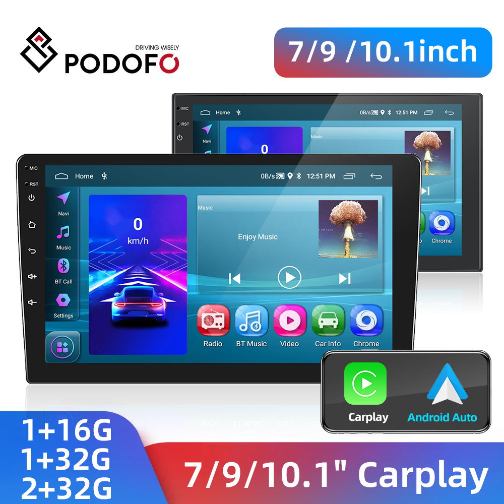 Podofo 2Din GPS Car Stereo Radio Android 10 Bluetooth FM Wifi Car MP5