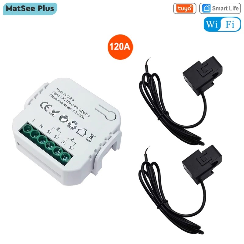 Tuya Smart WiFi Energy Meter Bidirectional 2 Way with Clamp 80A,