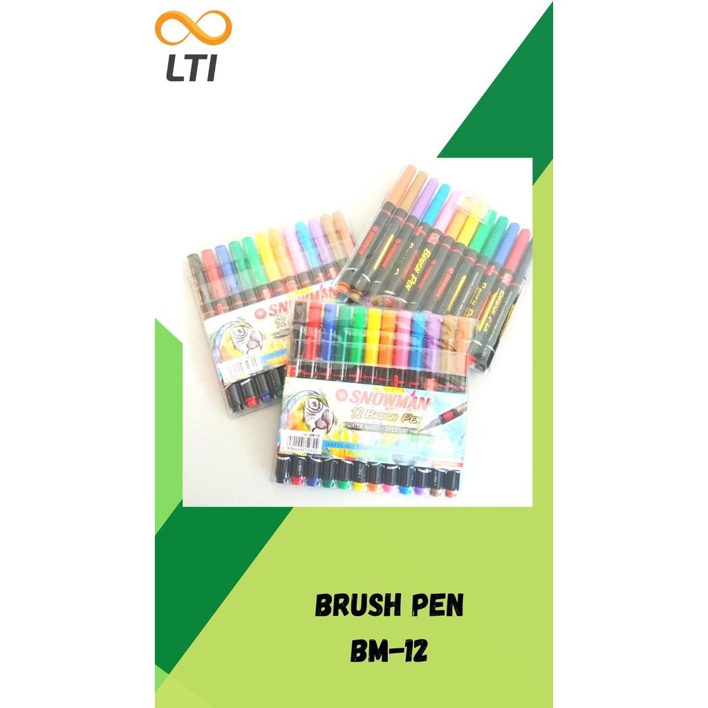 

brush pen 12 colour termurah snowman bm-12 kode 343