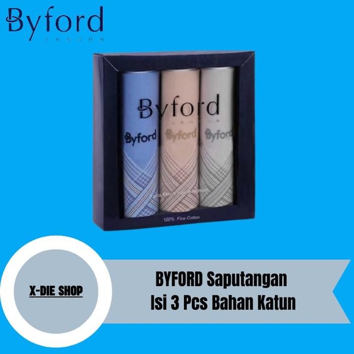 Saputangan BYFORD Isi 3 PCS Katun Sapu Tangan Handkerchiefs X06