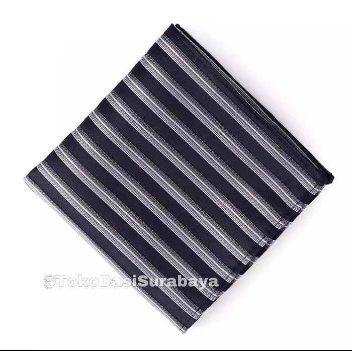 Handkerchief pocket square sapu tangan jas motif import hitam silver