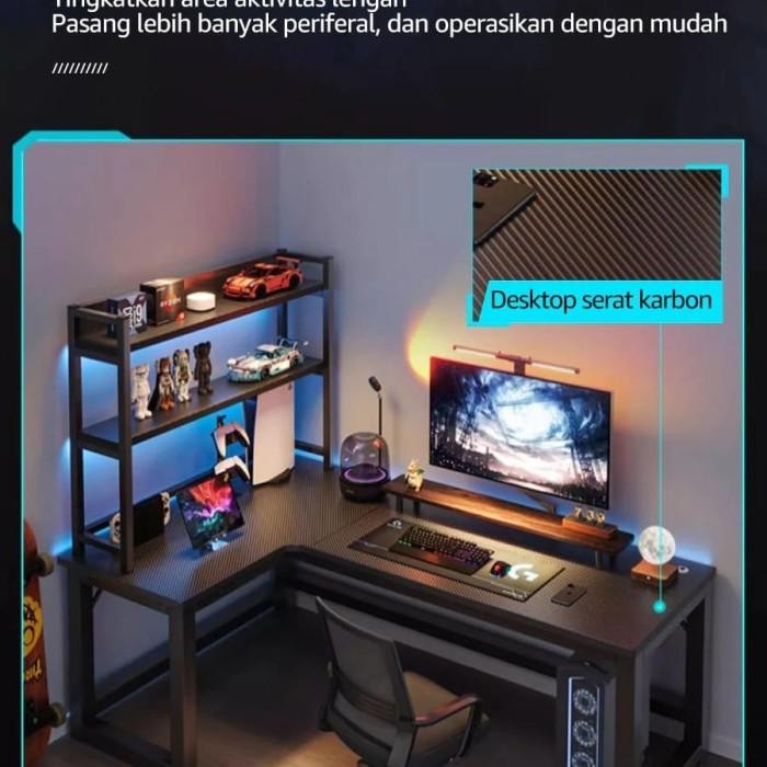 [Expert] Meja Gaming Bahan Carbon Berkualitas / Meja Komputer / Meja Belajar / Meja Gaming Kaki Besi