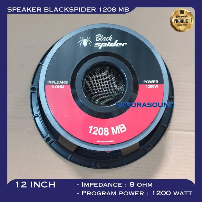 Speaker Komponen Blackspider 1208 Mb 1200 Watt 12 In 12In 12" Black Spider