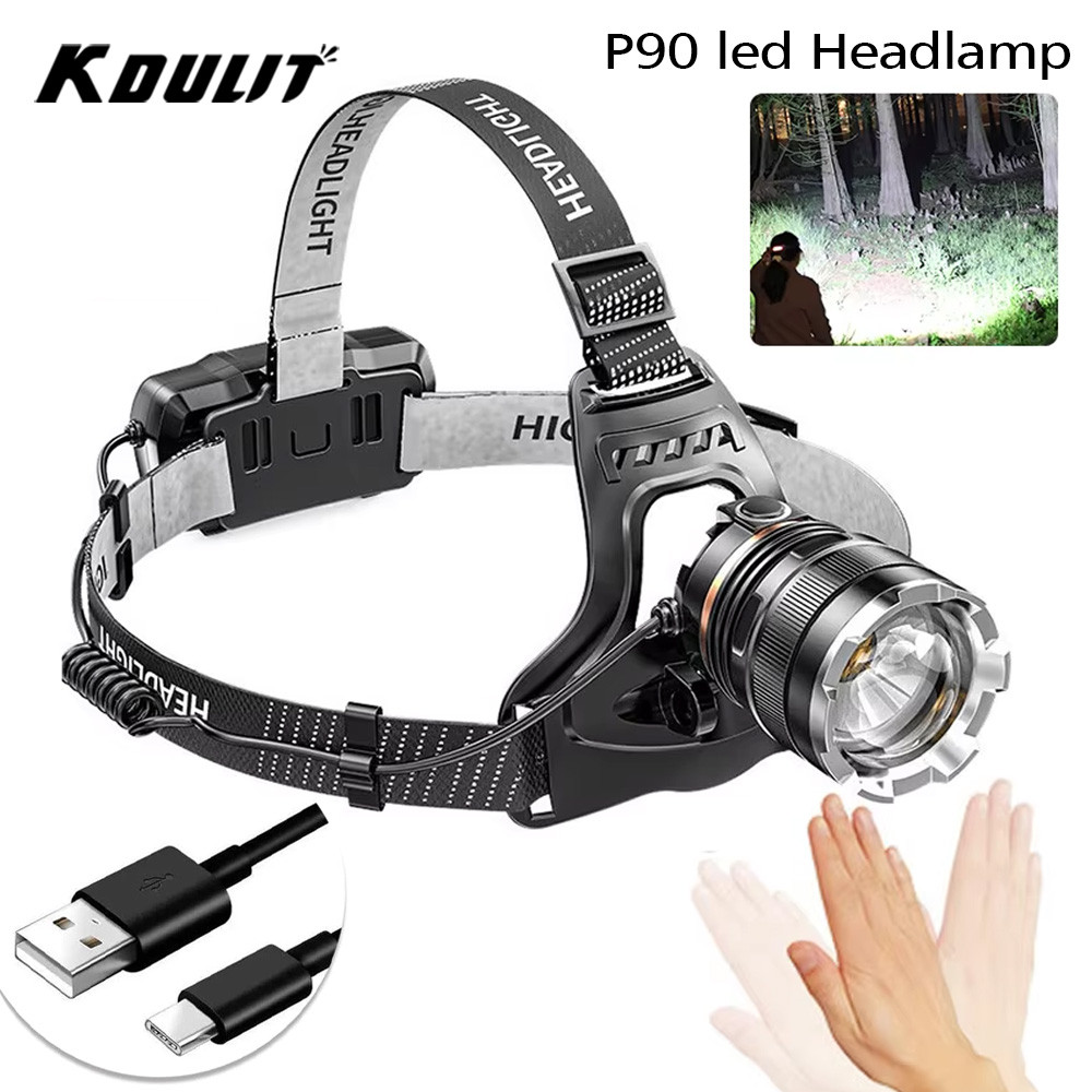 IMPORT XHP90 Led Super Powerful Headlamp Rechargeable Head Flashlight High Power Head Lamp 1000M