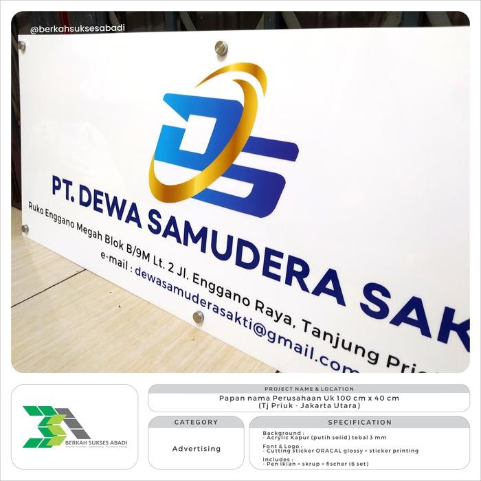 

Papan nama perusahaan 100x40cm papan nama perusahaan acrylic akrilik