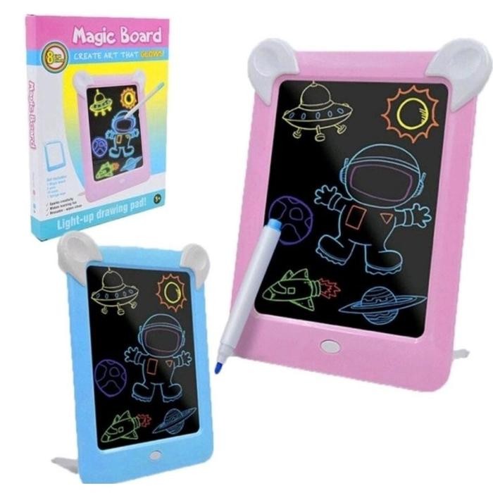Mainan Tablet Anak Tab Edukasi Menggambar Magic Board Papan Tulis LED