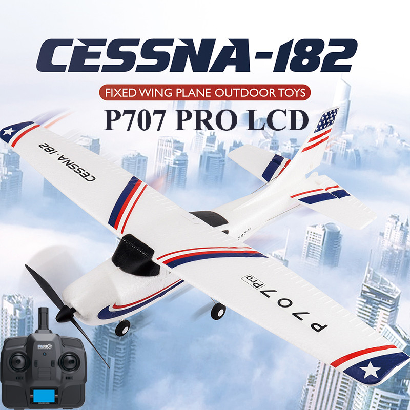 Wltoys P707 Pro Lcd 2.4G 3  Rc Airplane Fixed Wing Plane Outdoor Toys Drone Rtf Cessna 182 Plane