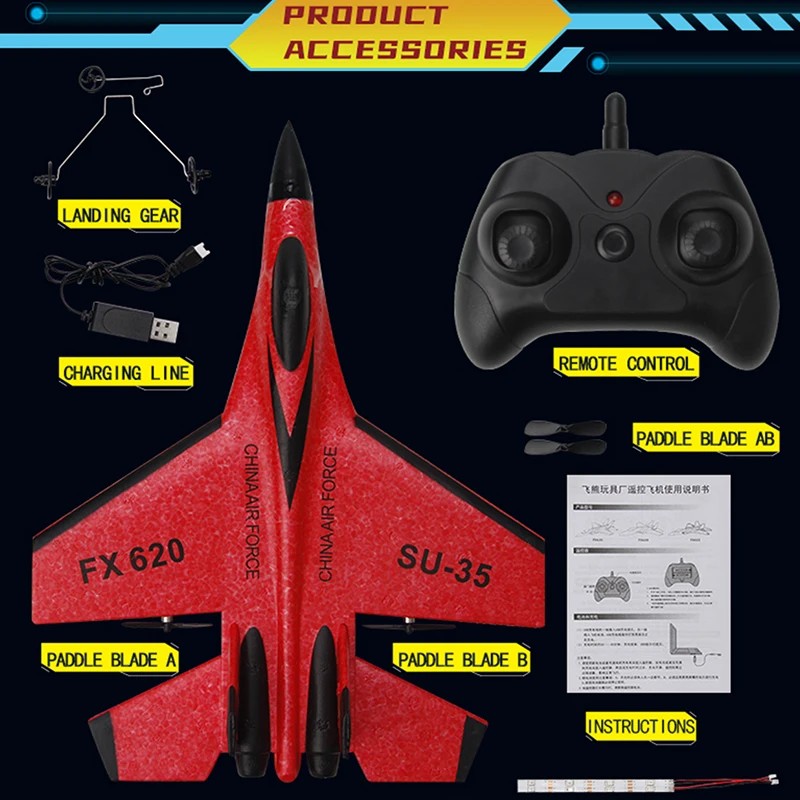 Rc Foam Aircraft Su-35 Plane 2.4G Radio Control Glider Remote Control Fighter Plane Glider Airplane