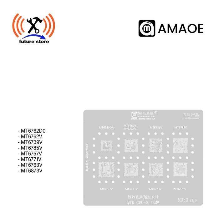 Amaoe MU 3 Cetakan IC BGA Reballing Stencil for MTK CPU MT6771V MT6763V MT6260DA MT6762V MT6873V