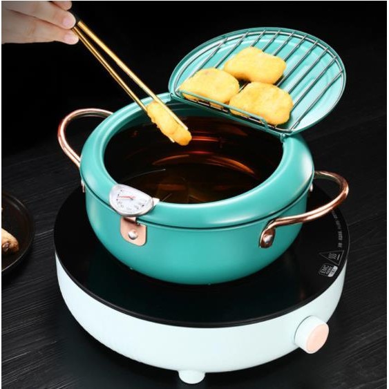 Japanese Deep Fryer Pot Thermometer StainlessSteel panci penggorengan