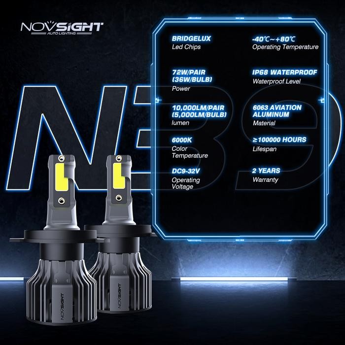 Novsight N39 72W Lampu Led Foglamp Headlamp Mobil H4 H7 H11 H1 9005