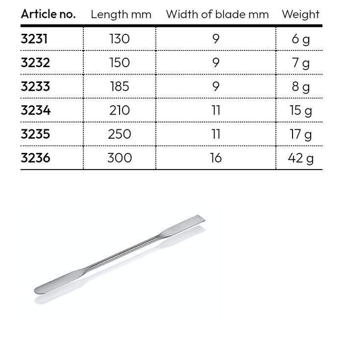 Spatula Lab. Double Spatula Stainless Steel 18 cm Usbeck.