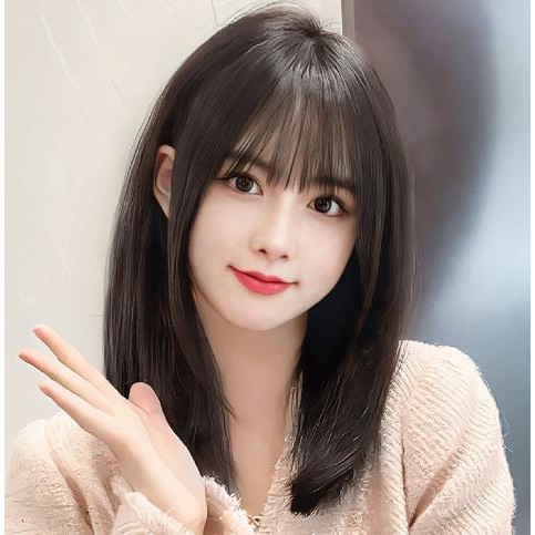 Rambut Wig Panjang Lurus Poni Korea - Wig Wanita