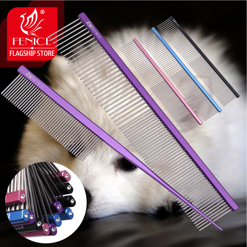 Fenice Metal Comb For Dogs Stainless Steel Pet Dog Cat Pin Comb Hair Brush Hairbrush Flea Comb Pets