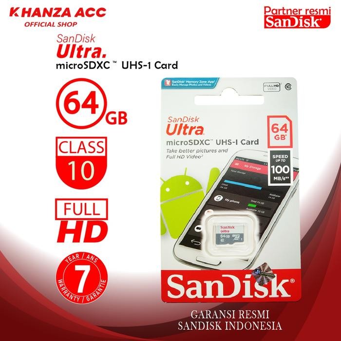 (Expert) KHANZAACC SANDISK ULTRA 64GB CLASS 10 Kartu Memori Hp Micro SD