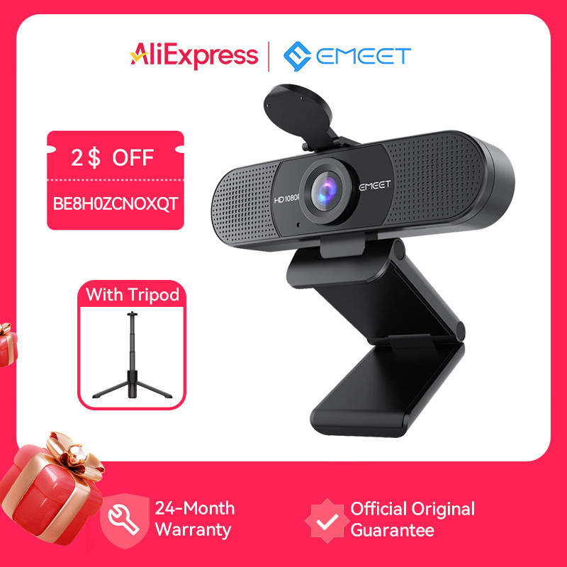 Webcam 1080P Full Hd Web Camera Emeet C960 Computer Camera With Tripod & Microphone 90Fov Web Cam