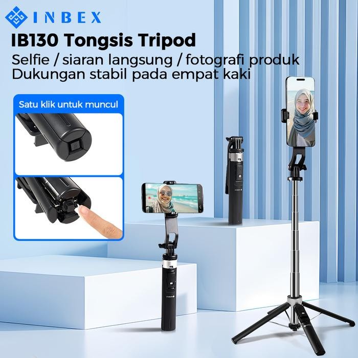 Inbex Ib130 Selfie Quadpod Tongsis Tripod 130Cm Multifungsi Bluetooth Tripot Konten
