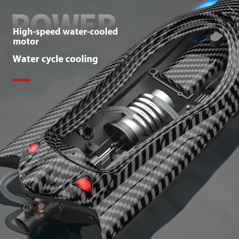 High-Speed Carbon Fiber Patterned RC Boat with Lights Reset Feature Full-Scale Water-Cooled Turbojet