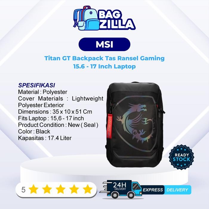 TERLARIS MSI Titan GT Backpack Tas Ransel Gaming 15.6 - 17 Inch Laptop