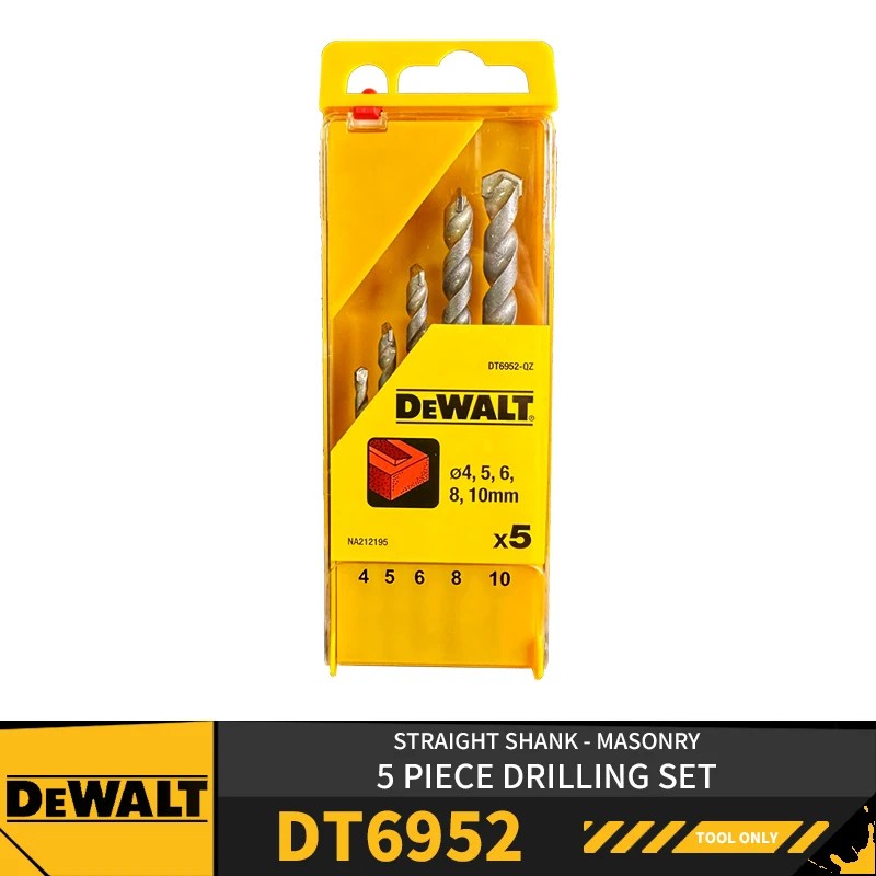DEWALT DT6952 Straight Shank Masonry 5 Piece Drilling Set Power Tool Drill Accessories